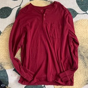 Red Henley w/ front pocket